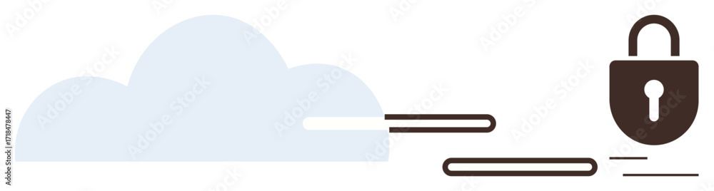 Aufkleber cloud symbol connected to a secure lock by data streams, conveying online storage, safety, and conne