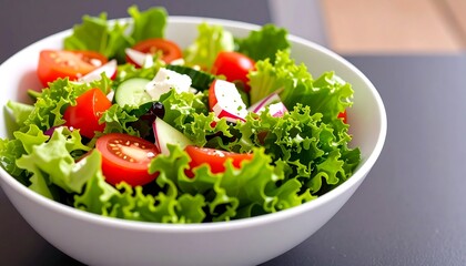 Fresh salad with tomatoes, cucumbers, and cheese