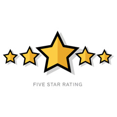 Obraz premium Five golden stars rating for excellent customer service.
