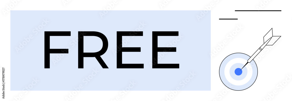 Poster free in large font beside a target with an arrow in the center, representing affordability, goal-set