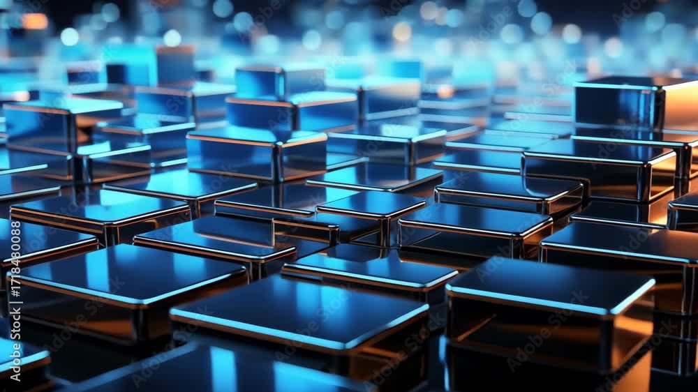 Aufkleber digital cubes: an abstract display of illuminated cubes creates a futuristic and modern composition,
