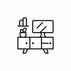 cabinet tv set stand icon sign vector