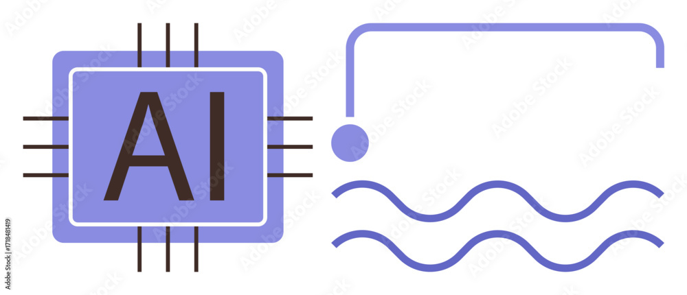 Poster ai processor connected to flowing data paths symbolizing technology, innovation, and smart systems. 