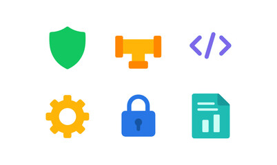 Fototapeta premium Devsecops icon set for technology and security design projects