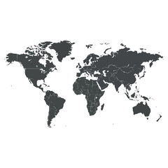 Obraz premium World map showing continents and countries in detail.
