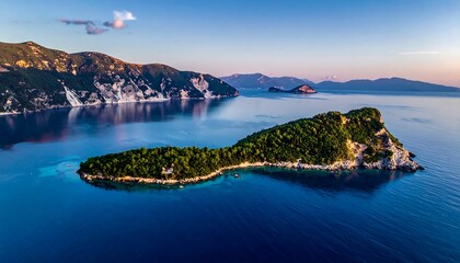 Aerial view of a tranquil island