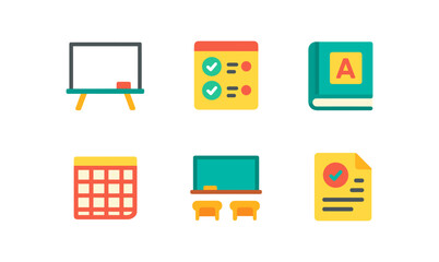 Set of colorful education tools for learning and organization