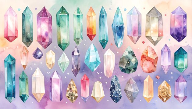 Colorful crystals on a soft background