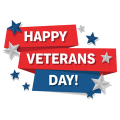 Happy Veterans Day Celebration with Patriotic Stars and Banners.