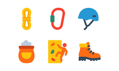 Fototapeta premium Essential climbing gear icons for outdoor adventure and safety design