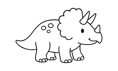 Obraz premium Cute triceratops outline for kids' coloring activities