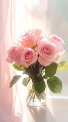 Obraz premium Pink roses in sunlight