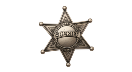 Classic Sheriff Star Badge Symbol of Authority and Law Enforcement.