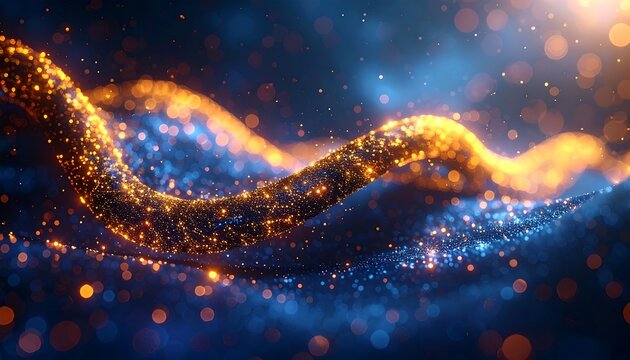 Glowing particles form abstract waves