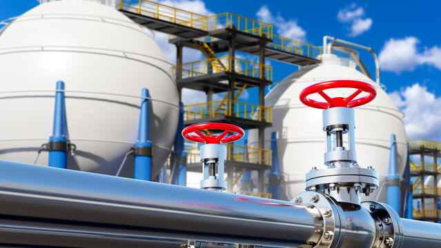 energy company equipment. Tanks for hydrogen storage. Production of clean energy from hydrogen. Tanks contain H2 to create electricity. Hydrogen power plant. 