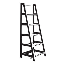 Black ladder shelf for decor Silhouette Vector, High Quality Illustration on White Background