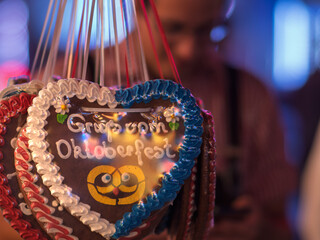 Oktoberfest Celebration in Munchen with Colorful Gingerbread Hearts