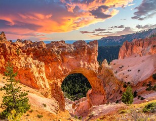 Stunning sandstone arch at sunset
