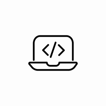 laptop coding icon sign vector
