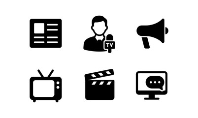 Mass media icons collection for broadcast and communication design projects