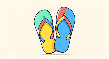 Colorful Flip Flops Illustration for Summer Vacation and Beach Apparel