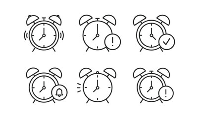 Minimalist alarm clock icon set for time management and organization design