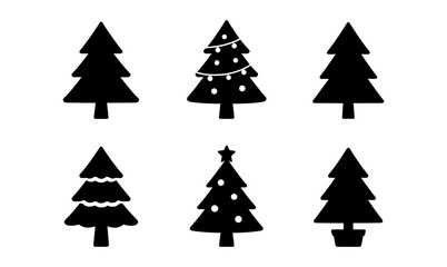 Obraz premium Variety of festive christmas trees in flat design