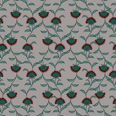 Floral seamless folk pattern, ethnic folklore flowers. Ethnic flowers, Jacobean traditional style on a white background. Classic indian motifs, trendy vector illustration
