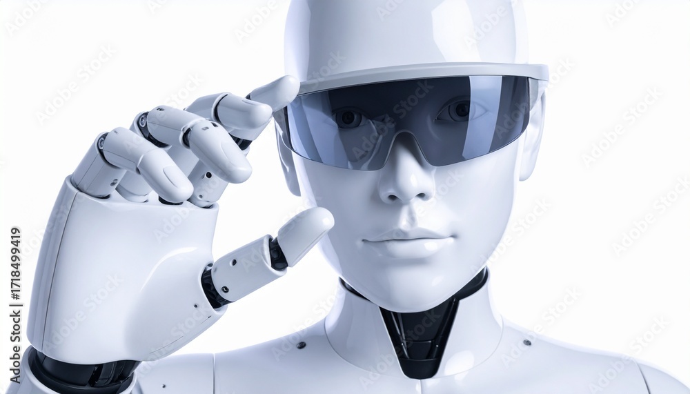 Aufkleber futuristic robot with stylish visor and a focused gaze, symbolizing artificial intelligence and tech