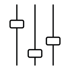 Mixer sliders vector icon. Black line art of audio control faders. Music sound adjustment and DJ equipment symbol for studio or app design.