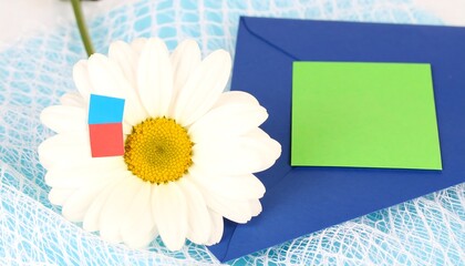 White Flower with Flag and Note.
