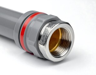 Close-up of gray plastic pipe fitting