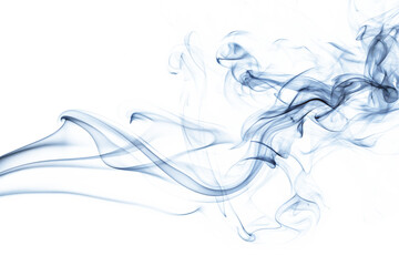 Wisps of blue smoke isolated on a transparent background