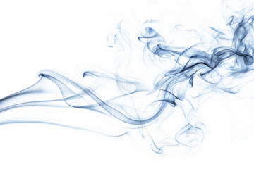 Wisps of blue smoke isolated on a transparent background