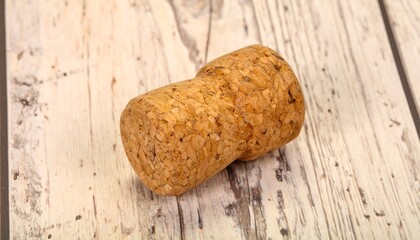 Wine Cork on Wooden Background.