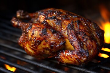 Grilled Chicken Perfection: Outdoor Charcoal Grilling with Crispy Skin and Smoky Flavor