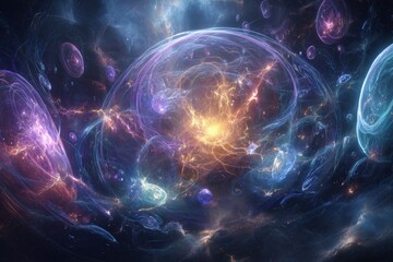 Abstract Colorful Cosmic Nebula Design