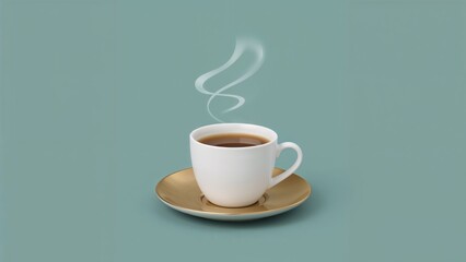 Obraz premium Minimalist white coffee cup on gold plate