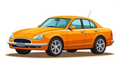 Obraz premium Orange car, side view, cartoon style