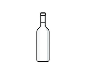 Bottle of wine is drawn in black and white