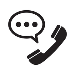 Telephone receiver with chat bubble icon