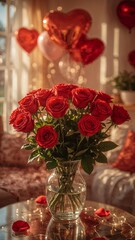 Romantic rose day scene in golden glow