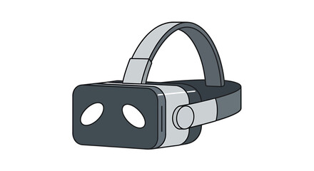 Modern Vector SVG Illustration of VR Headset in Flat Design with Gray Tones