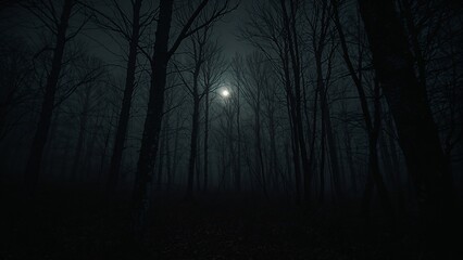 Fototapeta premium Haunted forest nightscape for paranormal book cover