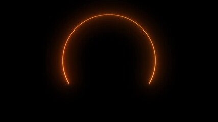 orange circle glow border, alpha channel, seamless loop, abstract glowing neon line cyan color circular lens animation neon light on black background, vertical design - Powered by Adobe