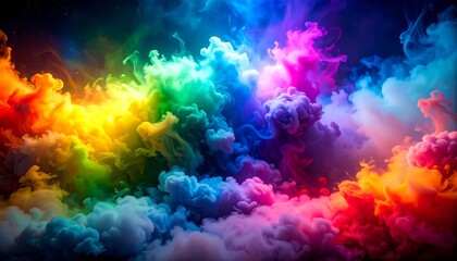 Abstract Colorful Ink Cloud Explosion