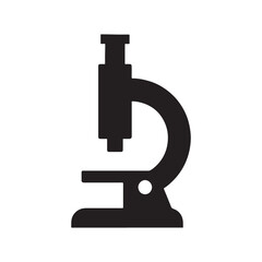 Microscope Icon Vector Illustration of Scientific Research Tool for Biology Chemistry and Medical Studies in Black Silhouette on White Background with Detailed Structure