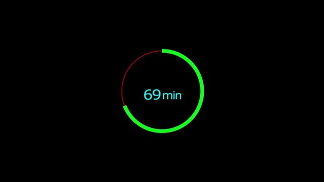 69 minutes timer clock icon 4k animation background. and creating a stunning 4k video.