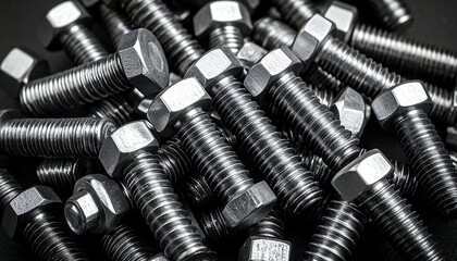 Pile of metallic bolts and nuts