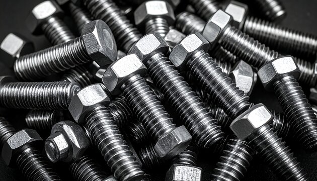 Pile of metallic bolts and nuts